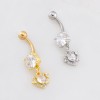 MULTI CZ HEAR DANGLE BELLY BUTTON NAVEL RING 316L SURGICAL STEEL